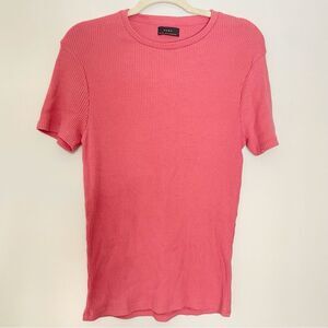 Zara Pink Ribbed Crew Neck Tee – Size L
